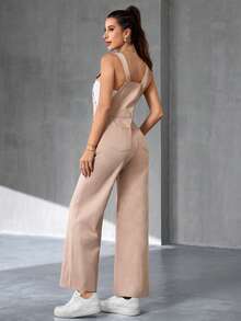 Jeanoix Bộ áo liền quần denim ống rộng dành cho nữ - Màu be - Xem 2