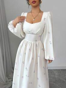 Modelyn 女士梭织印花收腰喇叭裙 - 紫色 - 查看 5