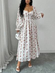 Modelyn 女士甜心领印花长袖连衣裙 - 彩色 - 查看 5