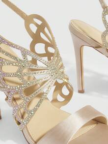 CUCCOO SZL Ladies Sexy Buckle Butterfly Decorative High Heel Sandals Prom Heels Summer Shoes - Champagne - View 5