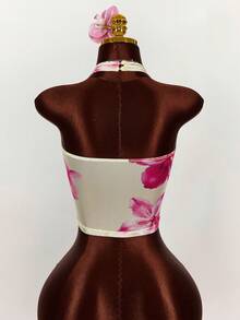 Amplova Áo tank top nữ đi nghỉ mát in hoa, dây đeo đính hạt mới năm 2026 - Nhiều màu - Xem 3