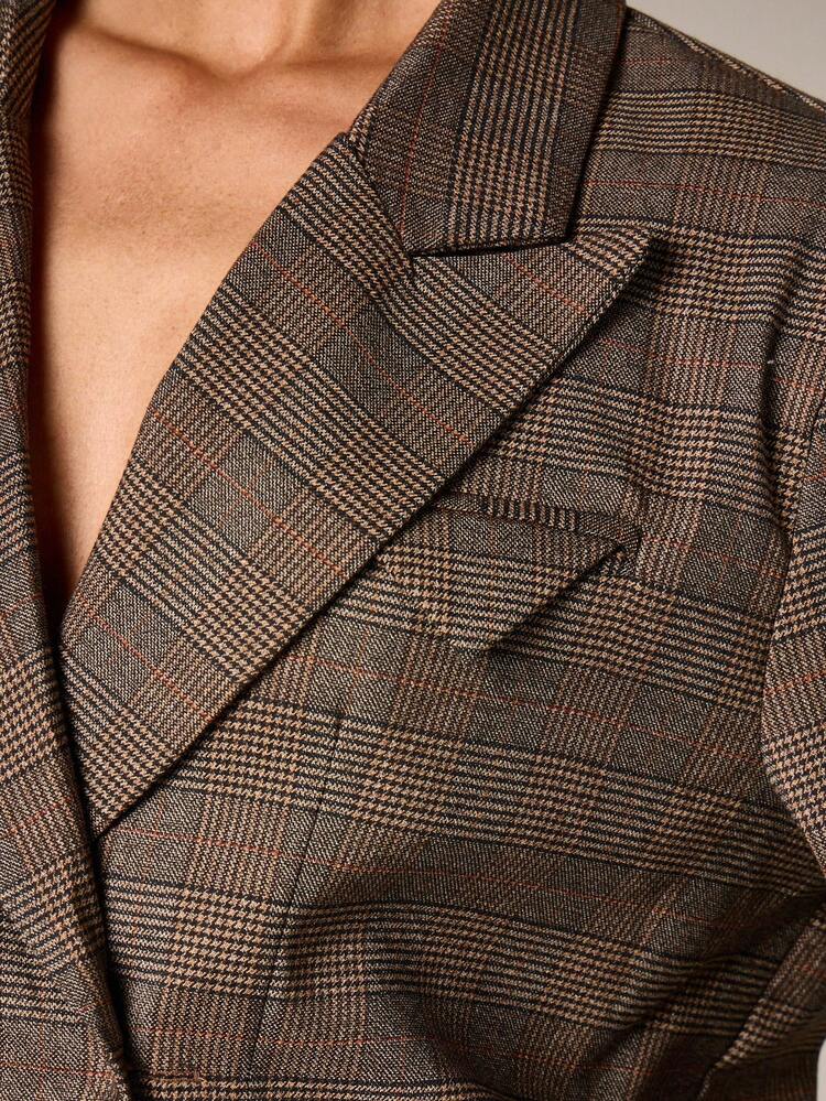 Oversized Checked Tailored Blazer With Lapels