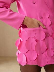 Revavyn Revavyn 时尚激光切割装饰设计轻盈奢华西装外套，欧美风格，春夏款 - 珊瑚粉 - 查看 4