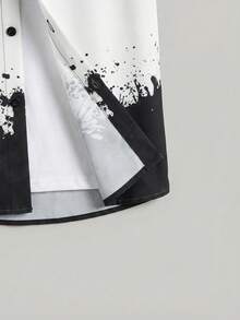 SHEIN 男童度假风渐变印花翻领纽扣短袖梭织衬衫 - 彩色 - 查看 5