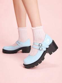 CUCCOO DOLLMOD Women's Platform Wedge Comfortable Fashion Loafer Shoes New Year Holiday Valentine's Day - milk blue - View 3