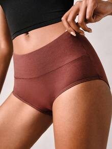 3pcs/Pack White, Black, Khaki High-Waisted Shaping Cotton Briefs For Women - Multicolor - View 9
