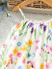Sparklyn Young Girls Floral Print Casual/Holiday A-Line Camisole Dress - Multicolor - View 5