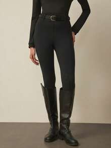 With My Calm With My Calm 女士马术马裤/马裤，全硅胶座垫防滑骑行裤，适合马术运动 - 黑色 - 查看 3