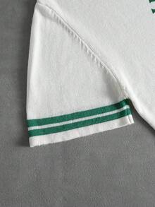 ROMWE MEN Street Life Men's Coconut Tree Vacation Style Short Sleeve Knit Top - White - View 7