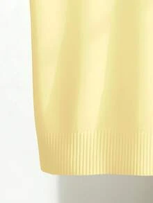 Franclia 女士简约纯色翻领短袖休闲修身针织上衣，春夏百搭 - 黃色 - 查看 6