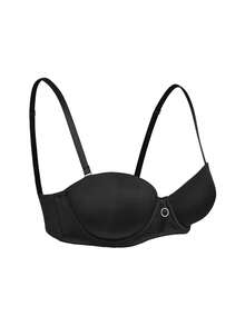 SHAPORA 1pc Women Solid Underwire Bra - Black - View 5