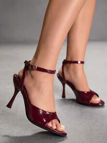 CUCCOO SZL Women Shoes Classic Simple Fashion Sexy Women High Heels Stiletto Sandals, Banquet Party High Heels Holiday Valentine's Day Dating Sexy Wear - Burgundy - View 4