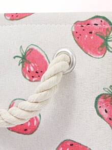 ROMWE Kawaii Cartoon Strawberry Pattern Portable Large-Capacity Laundry Basket, - strawberry - View 3