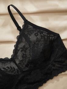 Charlaine New Lace Camisole Bra, Backless Wireless Innerwear, Sexy Vest Top For Layering, Anti-Exposure - Black - View 10