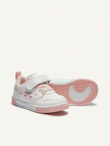 Cozy Pixies Spring / Summer Fashion Versatile Fun Cute Contrasting Colors Pink White Love Embroidery Soft Bottom Baby Sneakers College Style Mother's Day - Pink - View 8