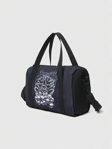 ROMWE Grunge Punk Un bolso de hombro portátil adecuado para los viajes de compras de los estudiantes universitarios - Neblina azul - Ver 3