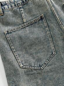 ROMWE MEN Men's Vintage Washed Multi-Pocket Distressed Cargo Shorts - Blue - View 5