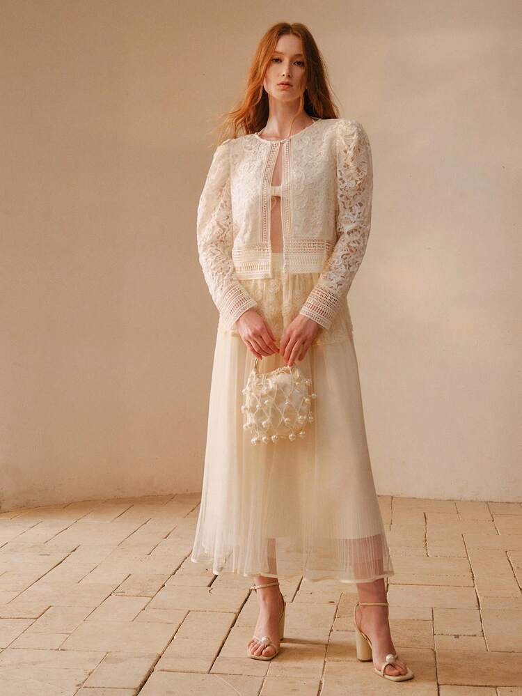 CONTRAST LACE HOLLOW OUT JACKET