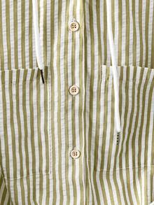 GlowEve CURVE 大码女式优雅条纹衬衫裙，轻盈宽松连帽卫衣，适合夏秋穿着 - 黃色 - 查看 3