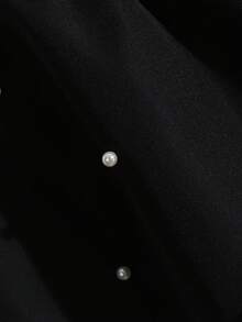 SHEIN Girls' Fashionable 2 Pieces Set: Apricot Knit Sleeveless Top With 3D Ruffle Trim And Contrast Drawstring, Paired With Black Layered Beaded Hem Skirt, Suitable For Daily Wear And Various Occasions - Apricot - View 4