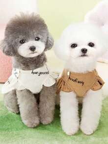 PETSIN 狗狗服装、猫咪服装、动物裙装、宠物春夏新品系列、幼犬连衣裙、公主风百搭连衣裙、条纹印花、小型动物服装、清凉防晒霜 - 彩色 - 查看 6