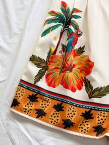 Soleia Women's Vacation Palm Tree Print Cutout Waist Jumpsuit - Multicolor - View 4