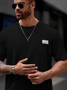 EASEVO 加大码男士休闲圆领短袖T恤套装 - 黑色 - 查看 3