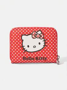 HELLO KITTY AND FRIENDS | SHEIN Dompet Koin Portabel Bergaya Motif Polkadot Merah dengan Kapasitas Besar - Merah - View 1