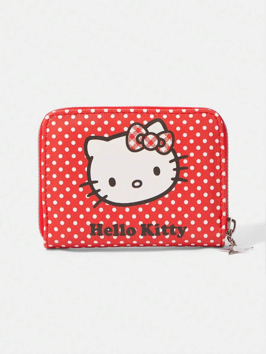 HELLO KITTY AND FRIENDS | SHEIN Dompet Koin Portabel Bergaya Motif Polkadot Merah dengan Kapasitas Besar - Merah - View 1