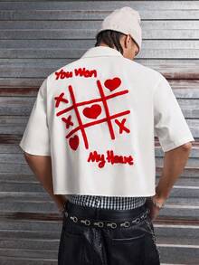 AXEPEAK 男士街头时尚刺绣纽扣衬衫 - 白色 - 查看 6