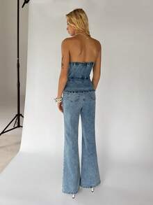 TRNVIE Women Denim Overalls & Jumpsuits - Blue - View 2