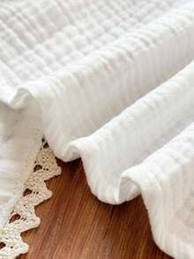 SHEIN Vintaside Kids 1件装 女童夏季新款露肩荷叶边下摆无袖上衣，带蝴蝶结设计，可爱甜美休闲连衣裙，适合海滩度假 - 白色 - 查看 7