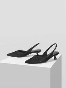 Mnmlis Tacones altos elegantes y versátiles con diseño de hebilla y punta afilada para mujer - Negro - Ver 4