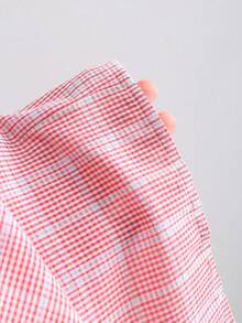 Sweetra Women's Fashion Casual Plaid Print Embroidered Sleeveless Shirt - Pink - View 5