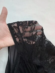 NU&NOW Plus Size Women Lace Bodysuit, Elegant Fitted Long Sleeve Bodysuit, All Season Divas Valentines Plus Size Plus Size Cheetah Veslaya Plus Size Plus Size Woman - Black - View 6