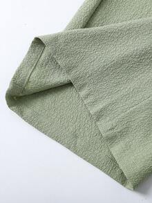 Girlism Teen Girls Mint Green Chiffon Camisole & Wide Leg Pants 2 Pieces Vacation Casual Outfit Woven Texture Green Outfit Linen Two Piece Set Spring 2 Piece Sets Summer Matching Set Summer Pants Sets - Green - View 5