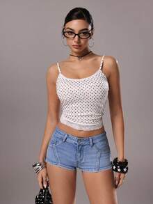 TRNVIE Quần short denim nữ kiểu dáng thường ngày, có túi và cúc. - Màu xanh lam - Xem 7