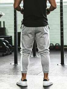 GymBeat Quần dài nam kiểu dáng thường ngày có dây rút và túi, quần thể thao thoải mái để mặc hàng ngày. - Xám - Xem 2