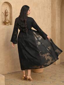 DAZY Women's Elegant Floral Print Sleeveless Dress With Belt & Robe, 2-Piece Set, Spring/Summer,Wedding Guest Dress Women - Black - View 2