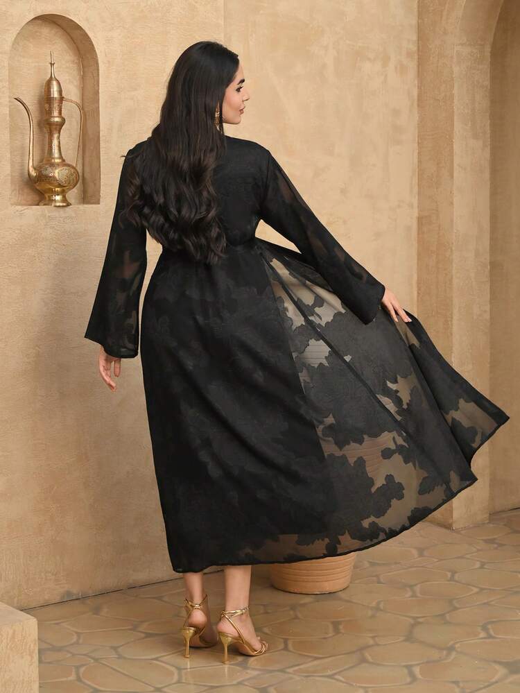 Women's Elegant Floral Print Sleeveless Dress With Belt & Robe, 2-Piece Set, Spring/Summer,Wedding Guest Dress Women