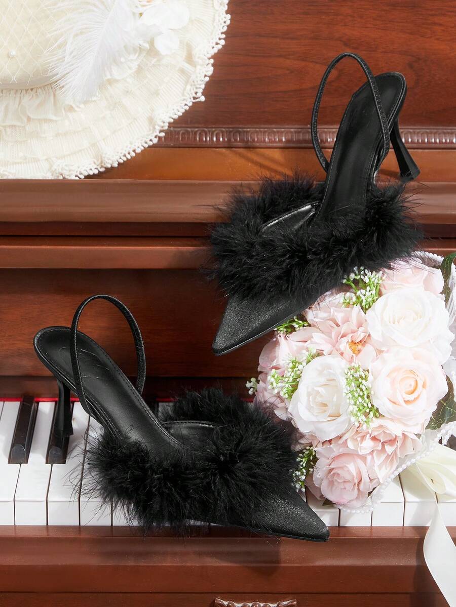 CUCCOO HITCHD Women's Pointed Toe Buckle Design Fashionable High Heels, Versatile For Daily Wear - Matte Black - View 1