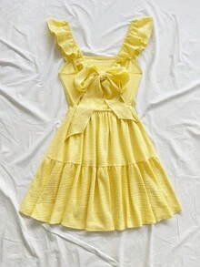 Soleia Summer Vacation Casual Solid Color Spaghetti Strap Mini Dress,Summer Dresses For Women - Multicolor - View 2