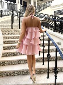 Cioccolato 夏季浪漫度假款露肩傘形連身裙 - 白色 - 查看 2