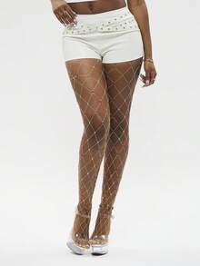 Modviera 休闲性感白色PU皮革铆钉女式短裤 - 白色 - 查看 5