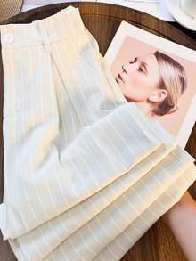 Franclia Pantalones rectos de rayas casuales y de oficina para mujer - Multicolor - Ver 1