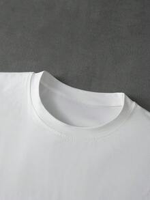 PAVTROS 热销男士T恤，印有积极向上的标语“理想生活，成就理想生活”，适合春夏、夏季、度假、复古、外出、派对、节日、送给男友的礼物、街头服饰、运动等场合。 - 白色 - 查看 7