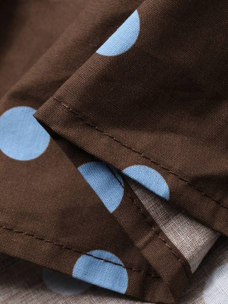 Women's Casual Polka Dot Print Cap Sleeve Blouse, Summer Babydoll Top