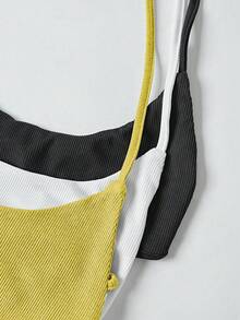 EgrlEra Áo tank top nữ màu trơn tối giản, cổ yếm, buộc dây phía sau, thích hợp mặc hàng ngày. - Nhiều màu - Xem 3