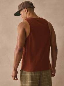 Musero Áo tank top ôm dáng, chất liệu gân, cài khuy ¼ hàng đầu, thích hợp cho mùa xuân hè và các kỳ nghỉ. - màu nâu - Xem 4