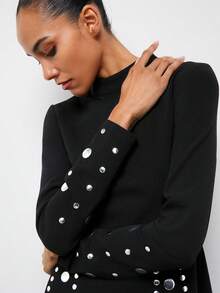 Maija 短袖高领迷你连衣裙 - 黑色 - 查看 7